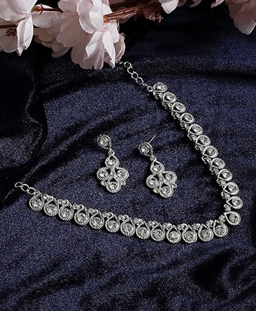 Silver Necklace and Earring Set